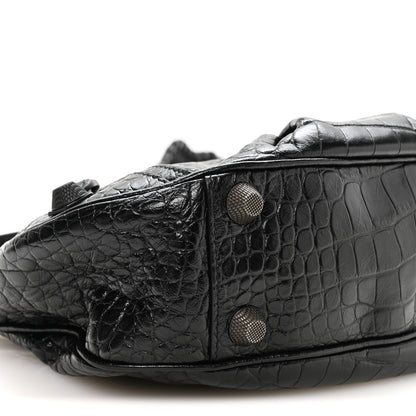 Balenciaga Extra Supple Calfskin Crocodile Embossed Monochrome Small Le Cagole Shoulder Bag Black 10 of 11