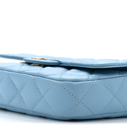 Chanel Caviar Quilted Flap Phone Holder With Chain Light Blue 12 of 12
