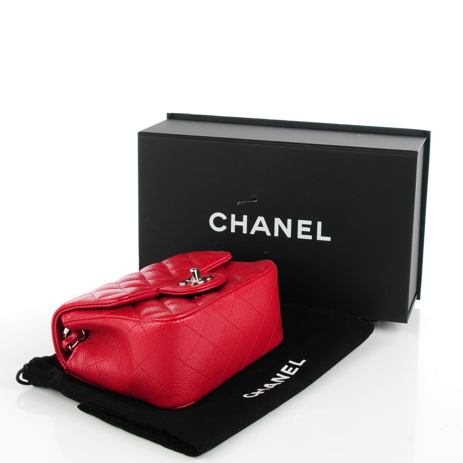 Chanel Pearly Caviar Quilted Mini Square Flap Dark Pink 4 of 8
