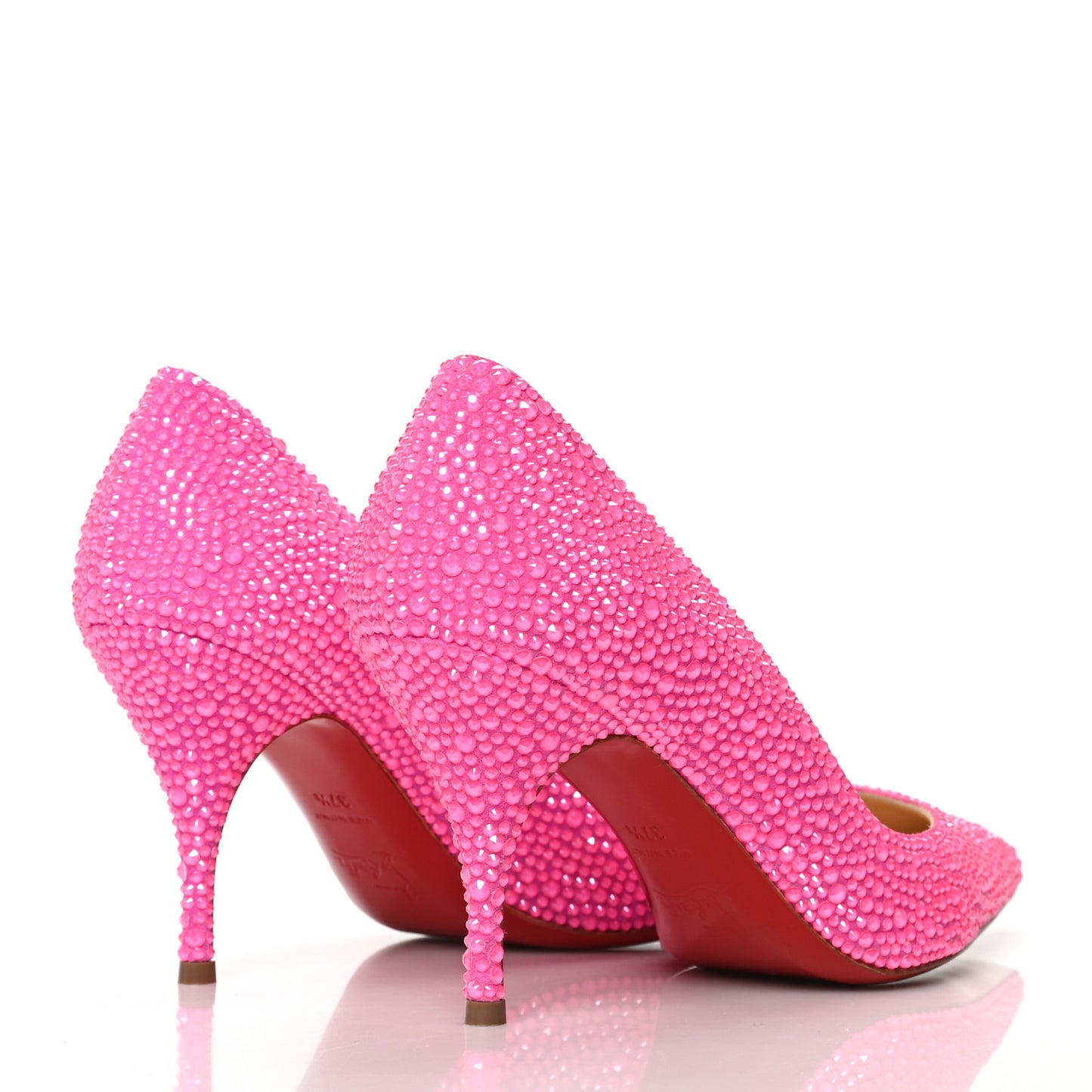 Veau Velours Strass Clare 80 Pumps 37.5 Diva Pink Fluo
