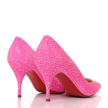 Christian Louboutin Veau Velours Strass Clare 80 Pumps 37.5 Diva Pink Fluo 4 of 7