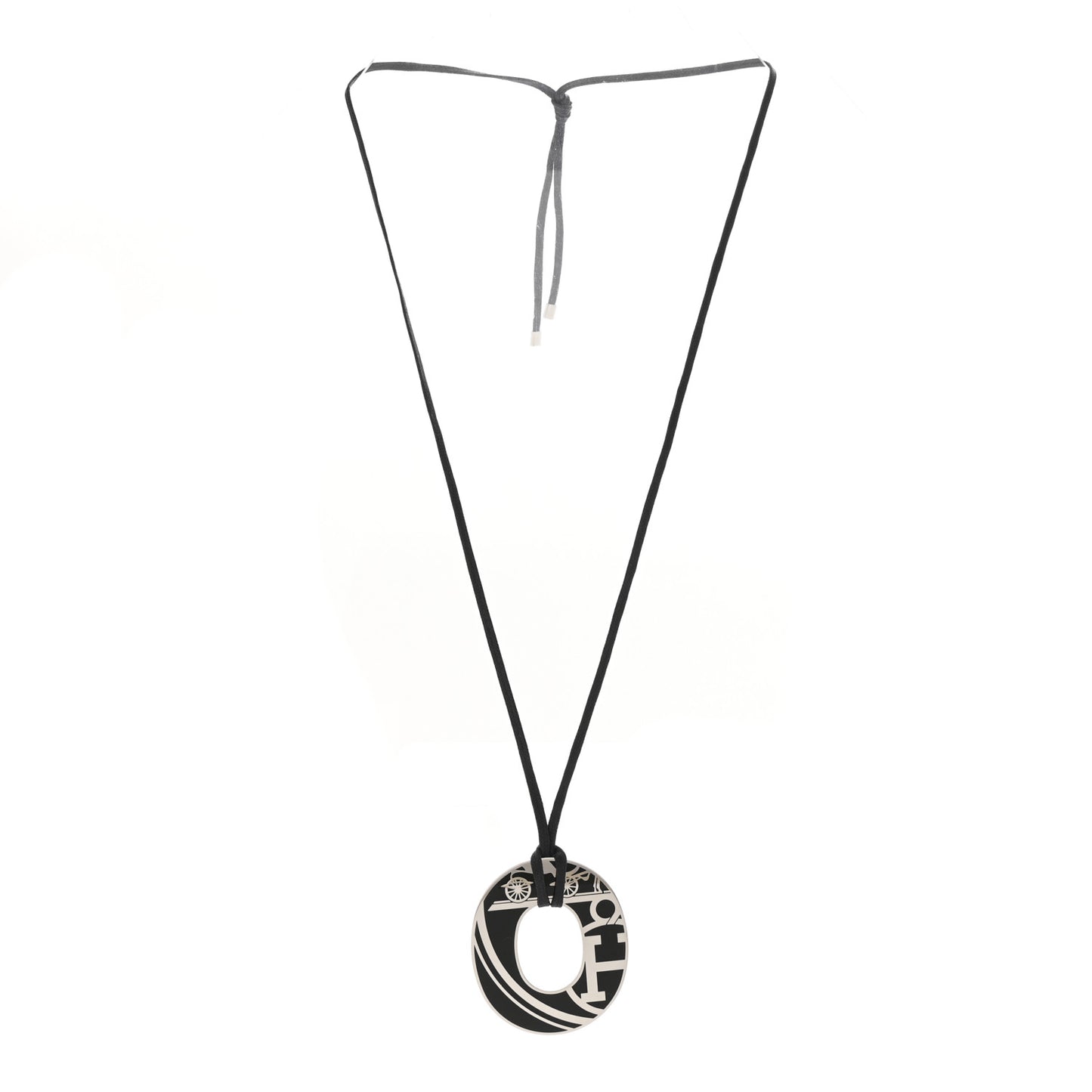 Metal Enamel Ex Libris Isthme Pendant Necklace Black