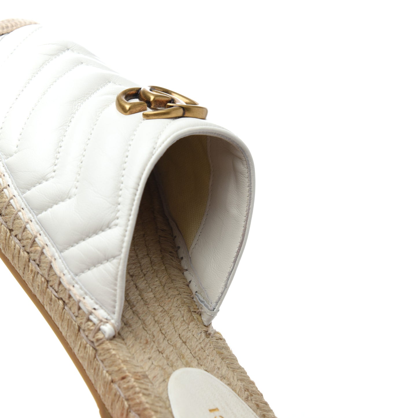 Nappa Matelasse GG Marmont Espadrille Slippers 39 Great White