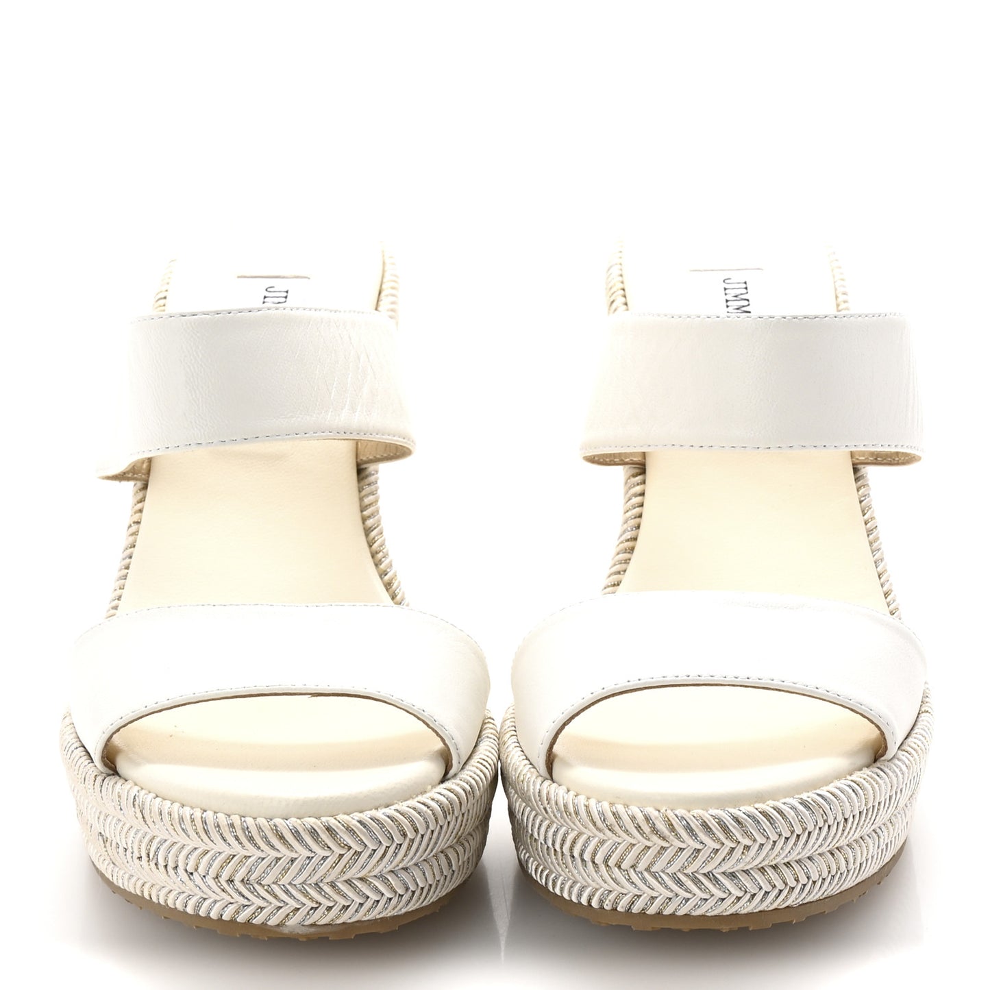 Calfskin Raffia Parker 100 Wedge Sandals 37 Milk