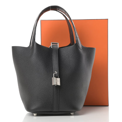 Hermes Taurillon Clemence Matte Alligator Picotin Lock Touch 18 PM Black 11 of 11