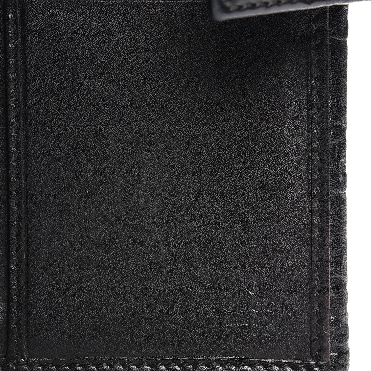 Gucci Guccissima Margaux Calfskin Metal Bar Continental Flap Wallet Black 11 of 14