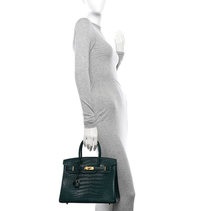 Hermes Matte Alligator Birkin 30 Vert Cypress 2 of 12