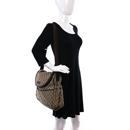 Gucci Monogram Natural Pigskin Large Diaper Bag Beige Ebony Cocoa Dark Chocolate 2 of 13