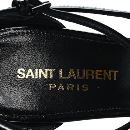 Saint Laurent Patent Cassandra 100 Ankle Strap Sandals 39 Black Gold 7 of 7