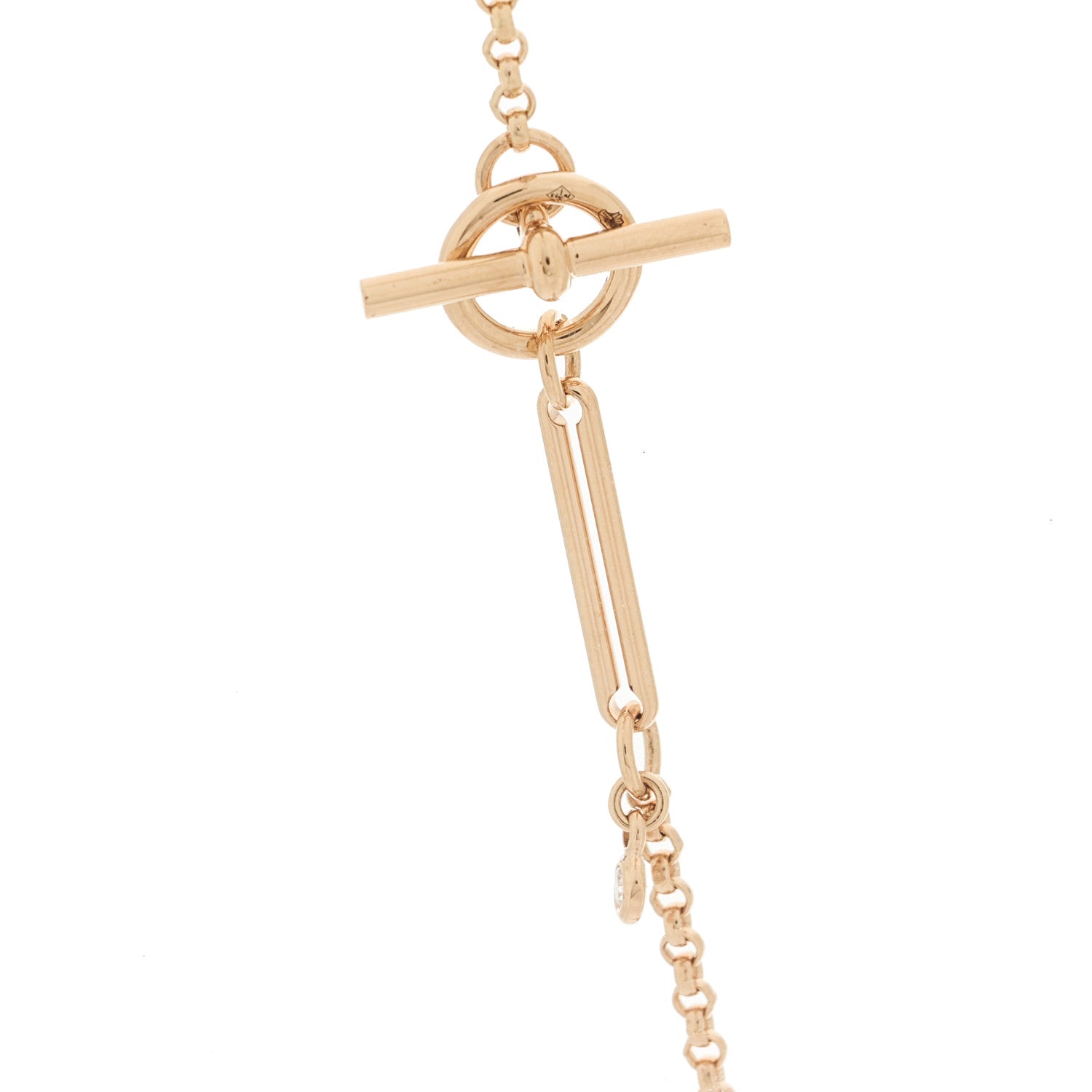 Hermes 18K Rose Gold Diamond MM Ex-Libris Pendant Necklace 1822391