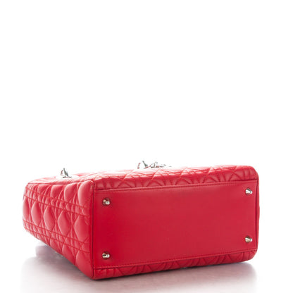 Christian Dior Lambskin Cannage Medium Lady Dior Red 4 of 8
