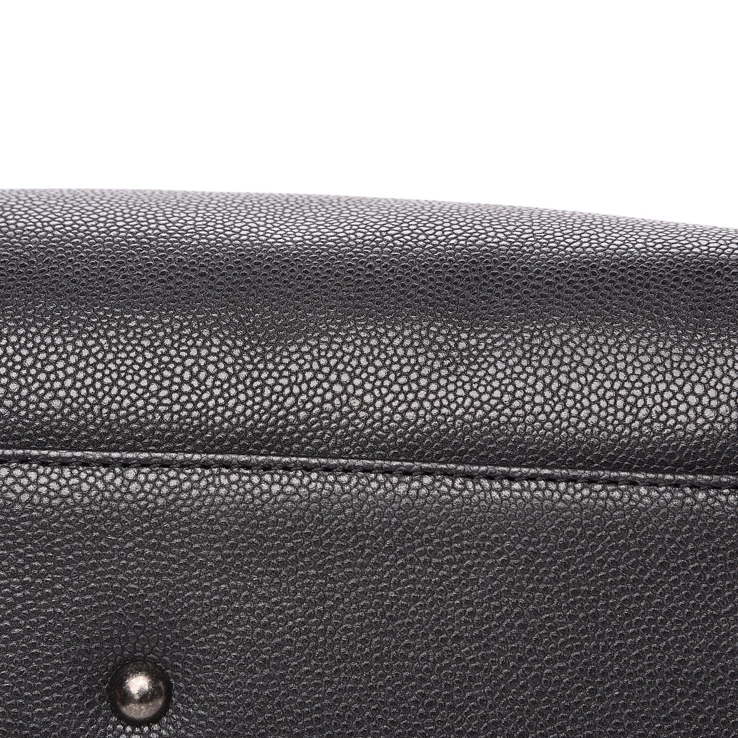 Metallic Grained Calfskin Medium Woven Chain Shopping Tote Black