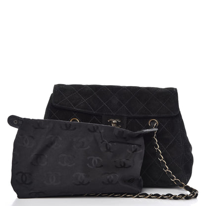 Chanel Suede Stitched Single Flap Black 9 of 15