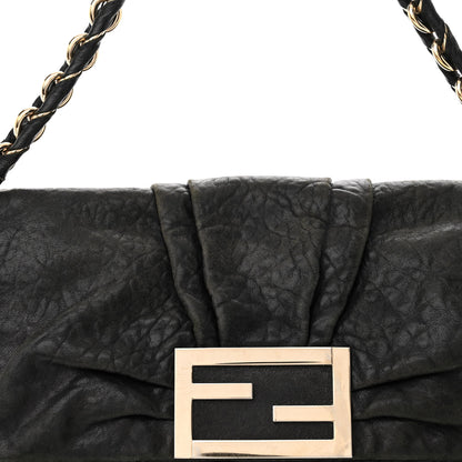 Fendi Crinkled Lambskin Mia Shoulder Flap Black 8 of 11