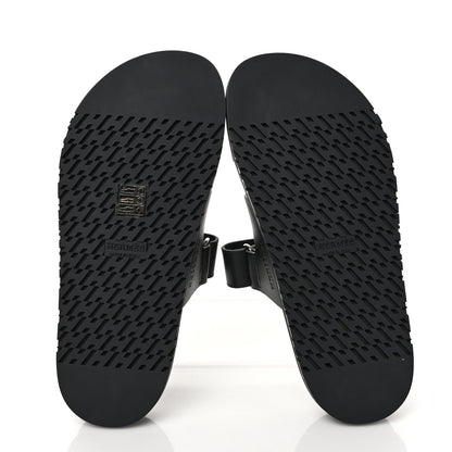 Hermes Calfskin Womens Chypre Sandals 37 Black 5 of 8