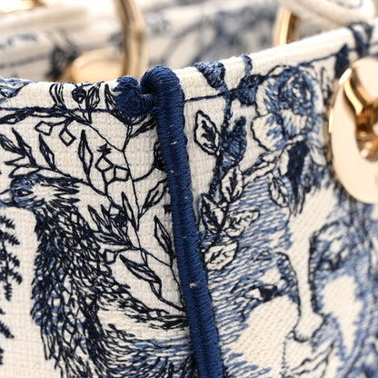 Christian Dior Canvas Embroidered Toile De Jouy Soleil Medium Lady D-Lite Blue 10 of 11