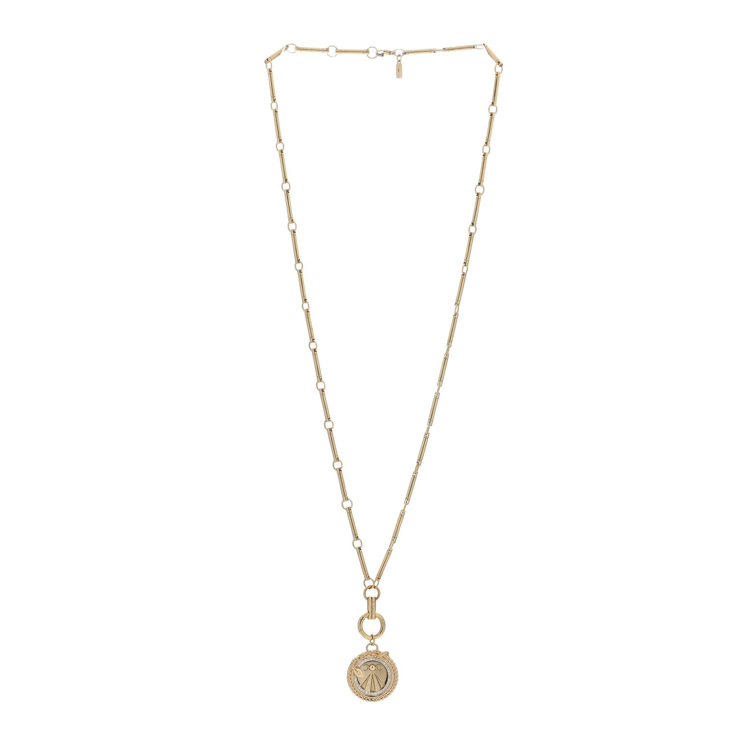 Foundrae 18K Yellow Gold Diamond Mind Body and Soul Wholeness Large Medallion Link Chain Necklace 1 of 5