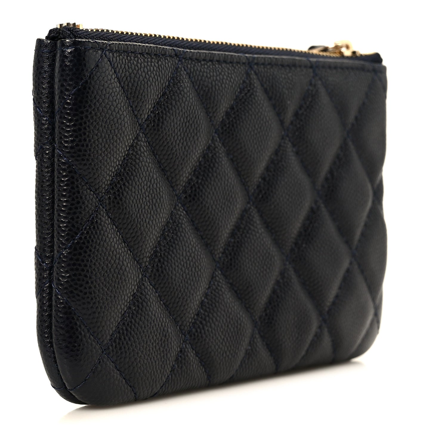 Caviar Quilted Small Cosmetic Case Navy Blue