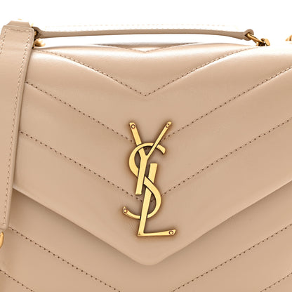 Saint Laurent Calfskin Y Quilted Monogram Small Loulou Chain Satchel Dark Beige 9 of 11