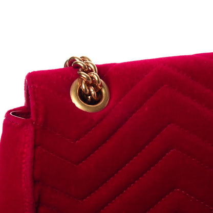 Gucci Velvet Matelasse Medium GG Marmont Shoulder Bag Hibiscus Red 20 of 22