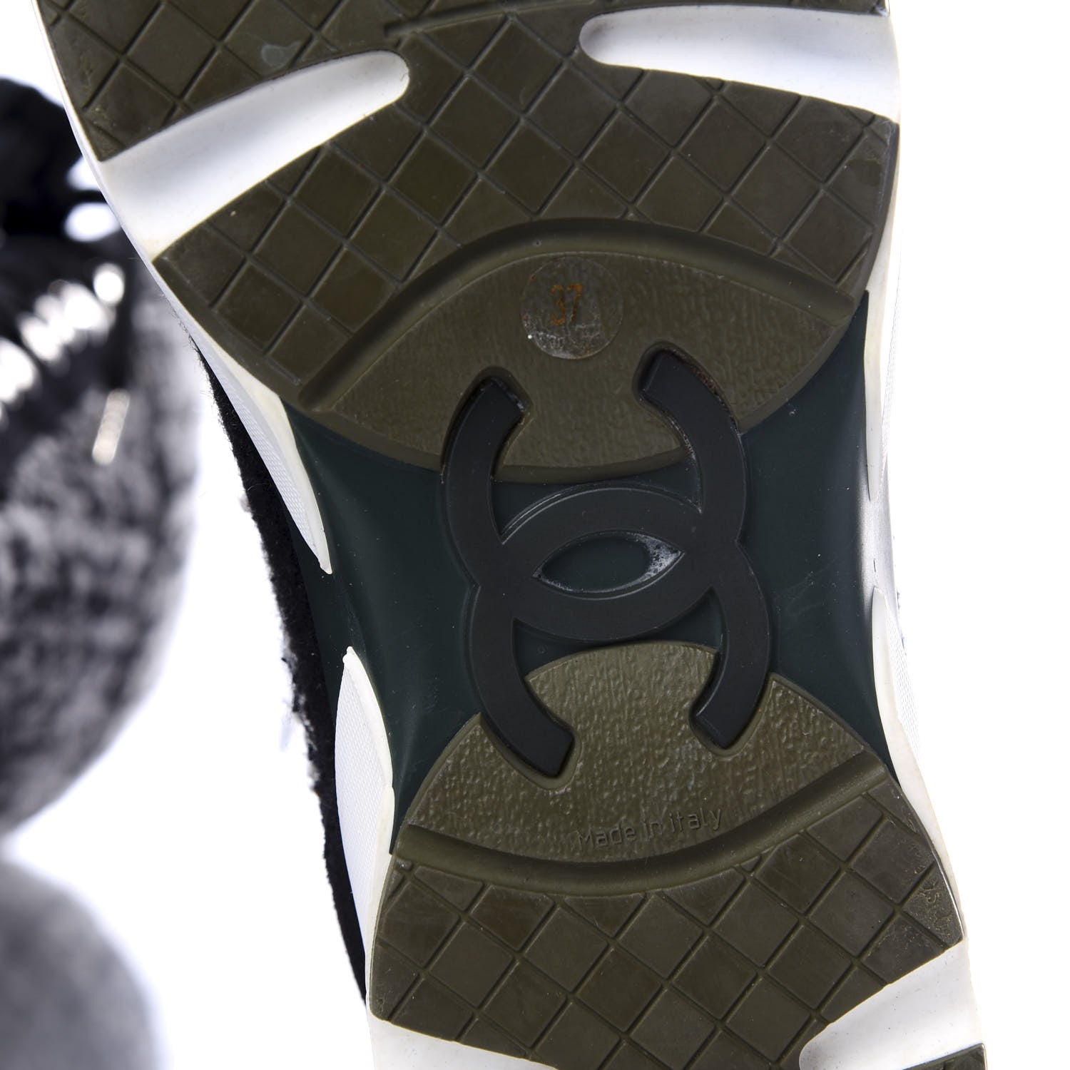 Chanel Tweed Suede Calfskin Sneaker High Boots 37 Black White 7 of 9