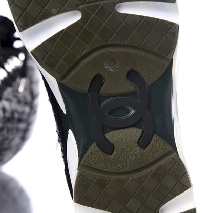 Chanel Tweed Suede Calfskin Sneaker High Boots 37 Black White 7 of 9