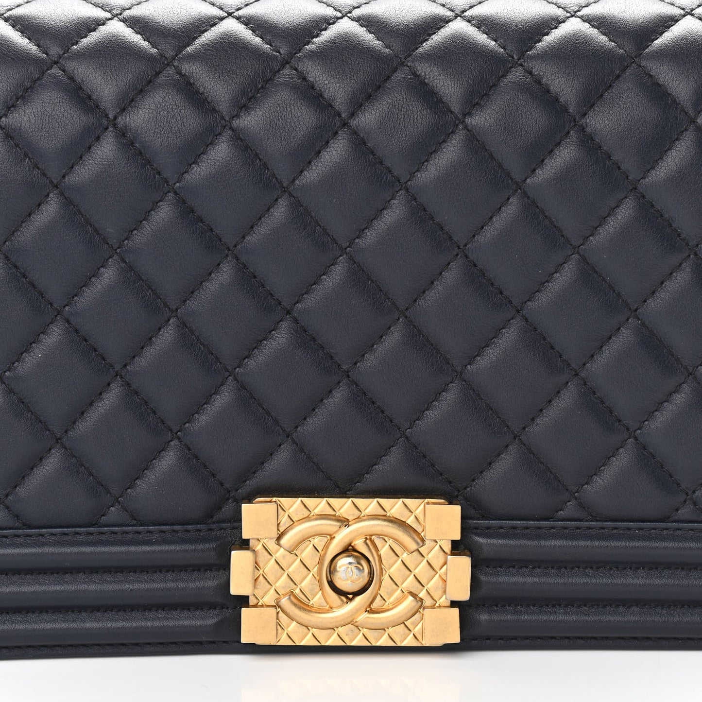 Calfskin Medium Boy Logo Top Handle Flap Navy