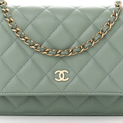 Chanel Caviar Quilted Wallet On Chain WOC Grey 9 of 13