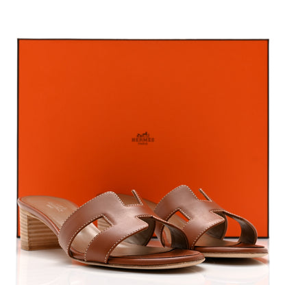 Hermes Calfskin Oasis Sandals 37.5 Gold 10 of 10