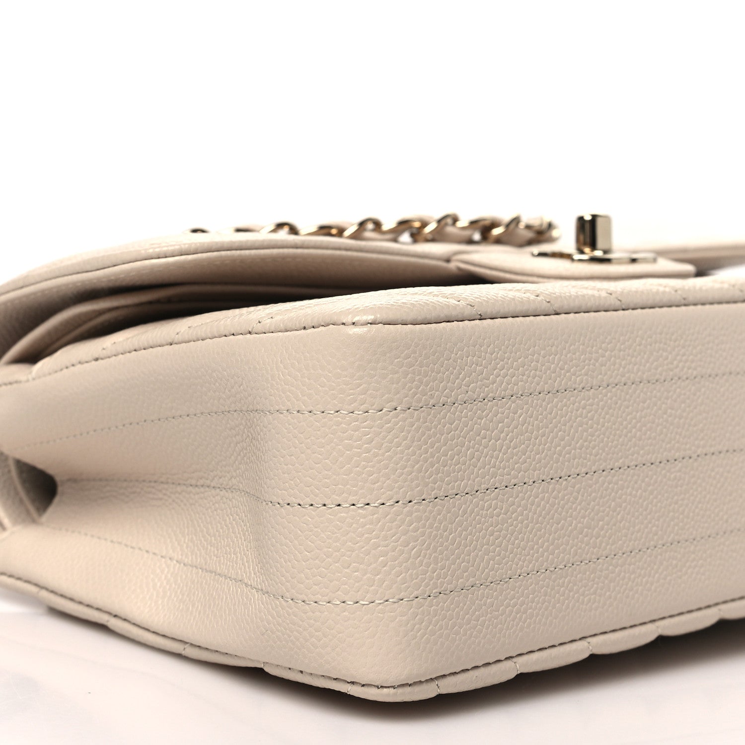 Chanel Caviar Chevron Quilted Small Double Flap Beige 9 of 11