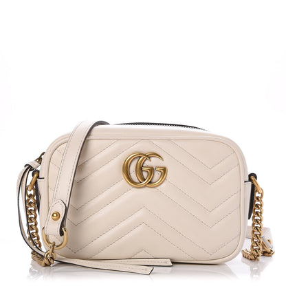 Gucci Calfskin Matelasse Mini GG Marmont Chain Shoulder Bag White 1 of 9