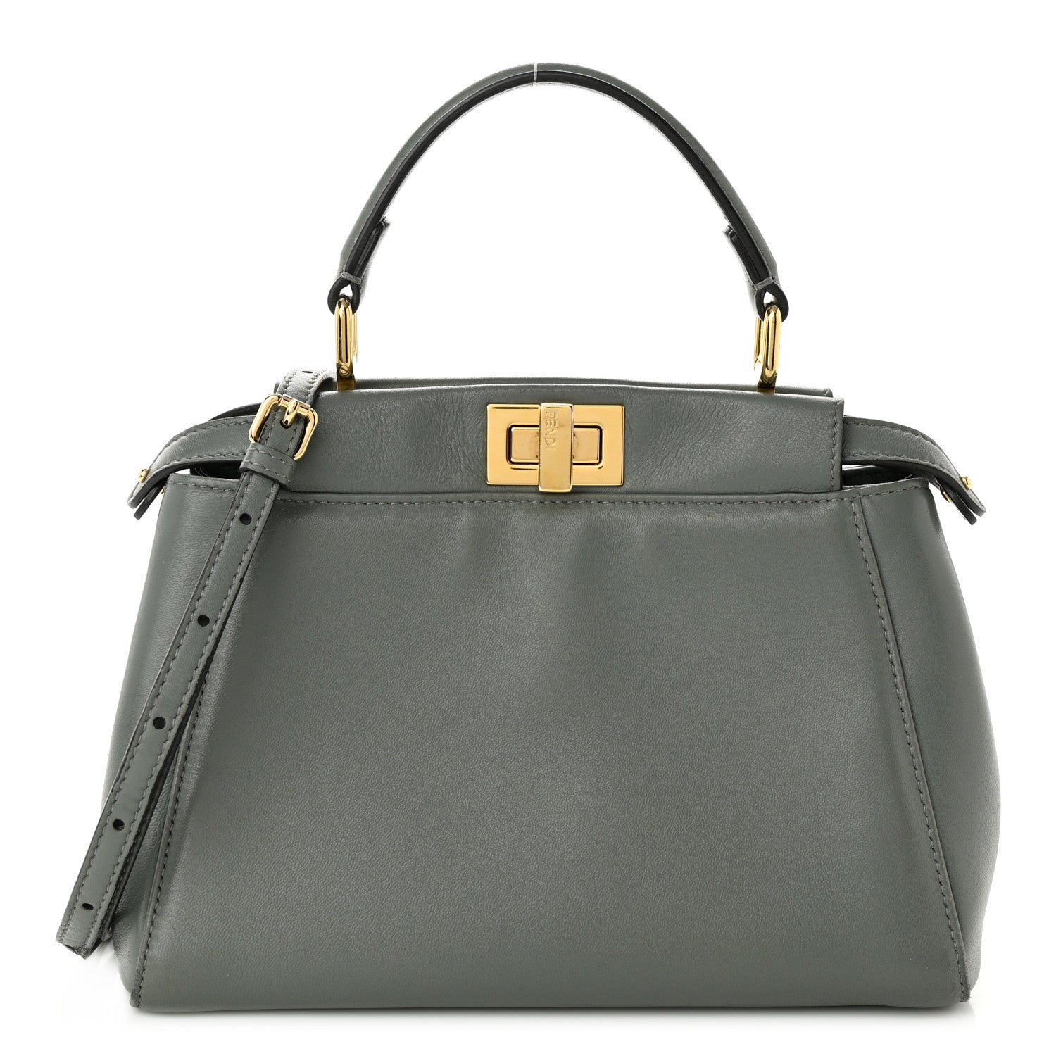 Fendi Nappa Mini Peekaboo Iconic Satchel Fumo 1 of 11