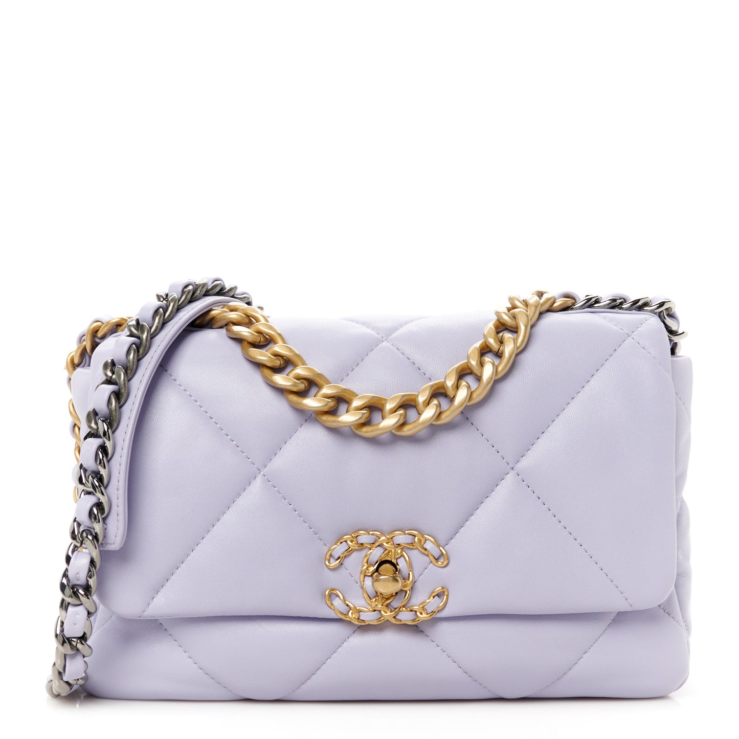 Lambskin Quilted Medium Chanel 19 Flap Light Purple
