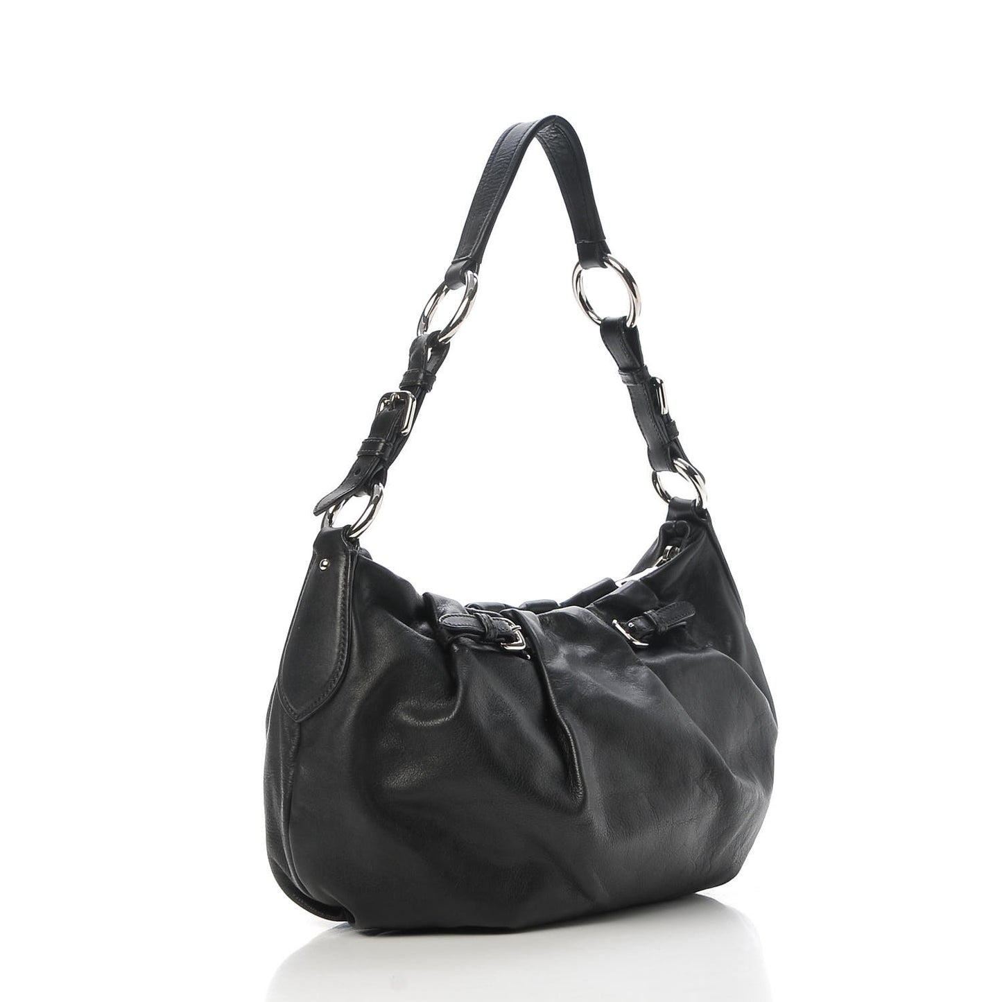 Soft Calf Pleated Hobo Black