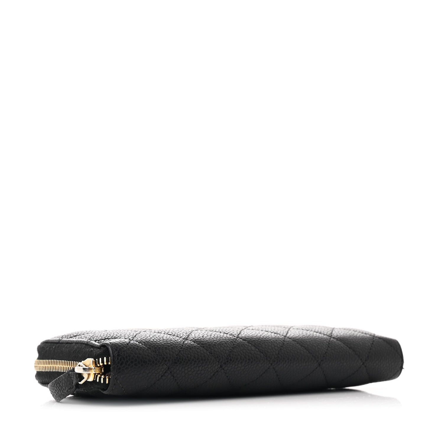 Caviar Quilted Large Gusset Zip Around Wallet Black