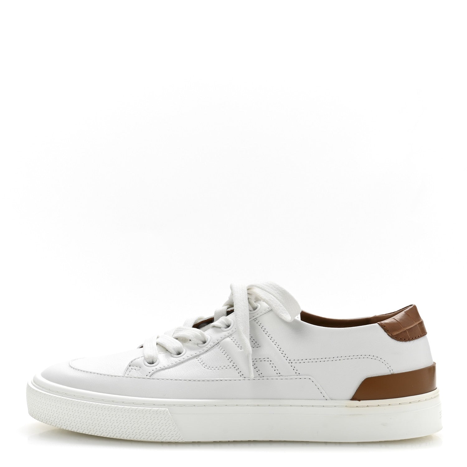 Hermes Matte Niloticus Crocodile Calfskin Deep Sneakers 38 White Marron Alezan 1 of 11