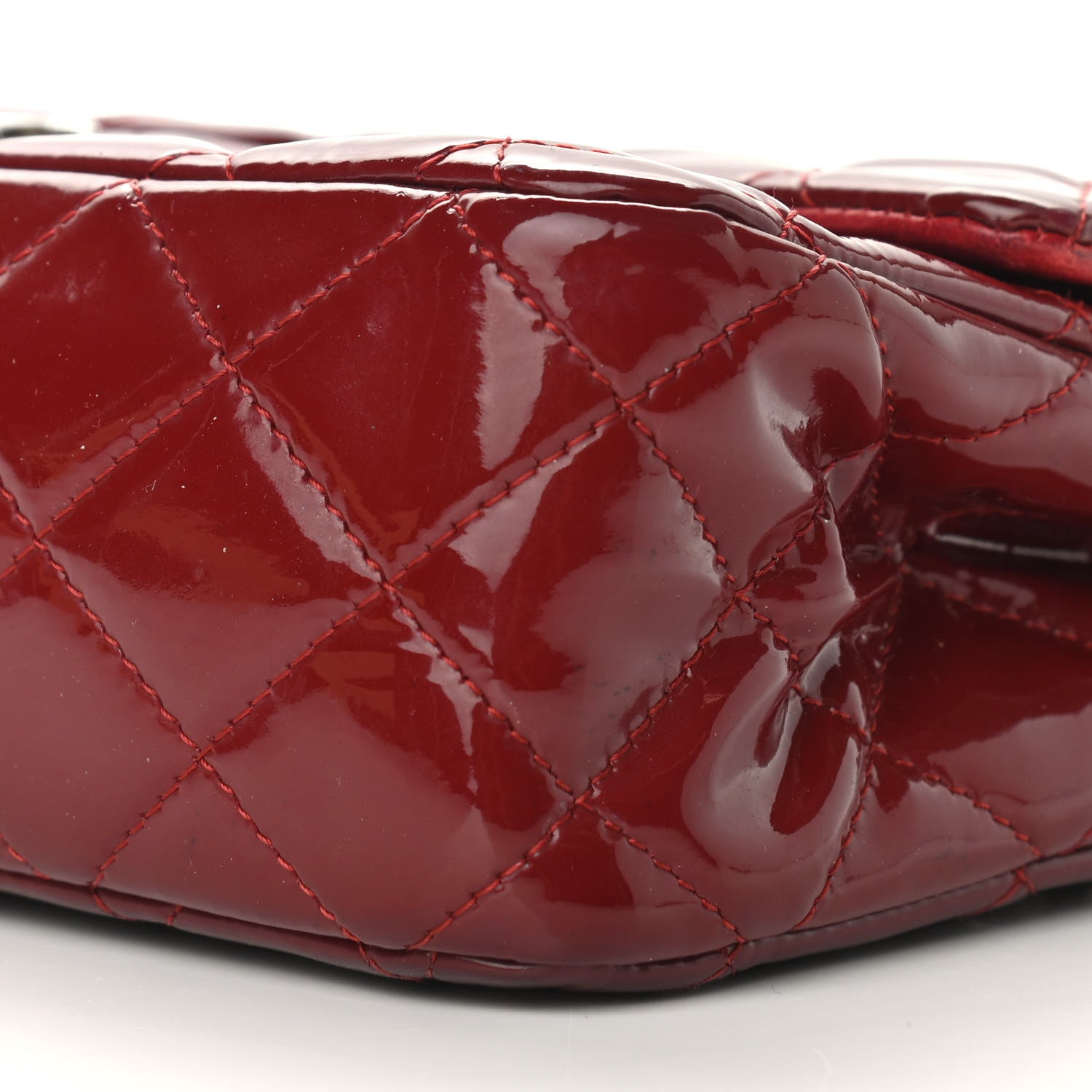 Chanel Patent Calfskin Quilted Medium Double Flap Dark Red 8 of 14
