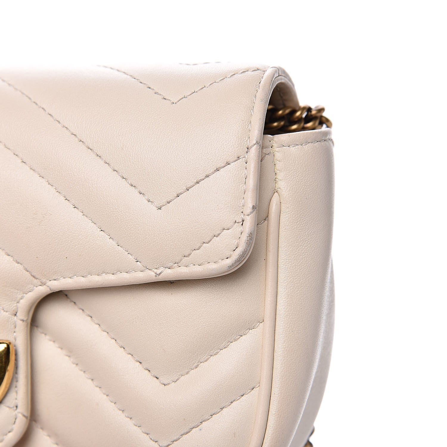 Gucci Calfskin Matelasse Super Mini GG Marmont Shoulder Bag White 10 of 17