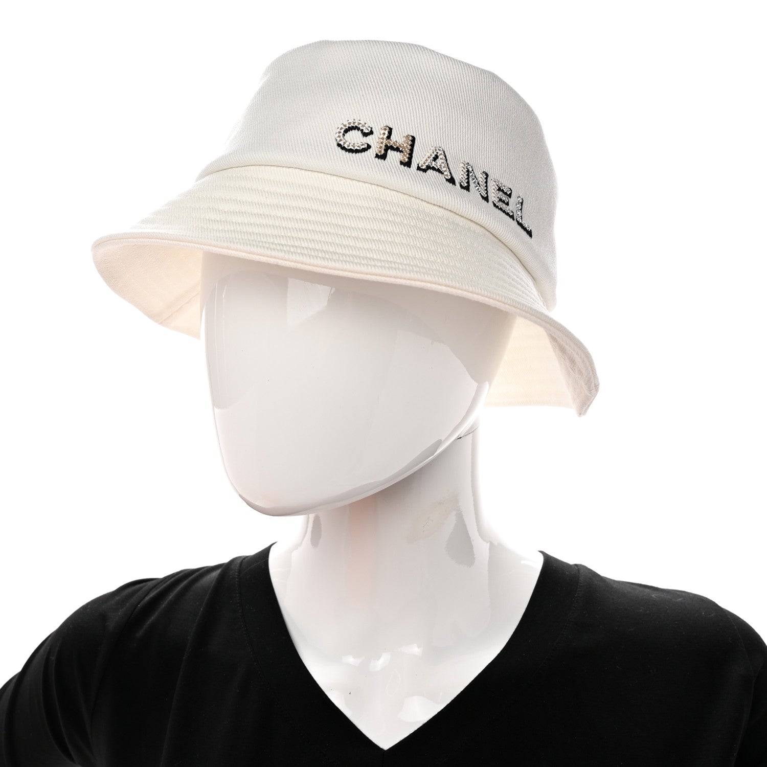 Chanel Fabric Logo Bucket Hat S White 1401729 – FASHIONPHILE