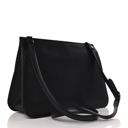 Gucci Pebbled Calfskin Medium Bamboo Daily Flap Shoulder Bag Black 3 of 8