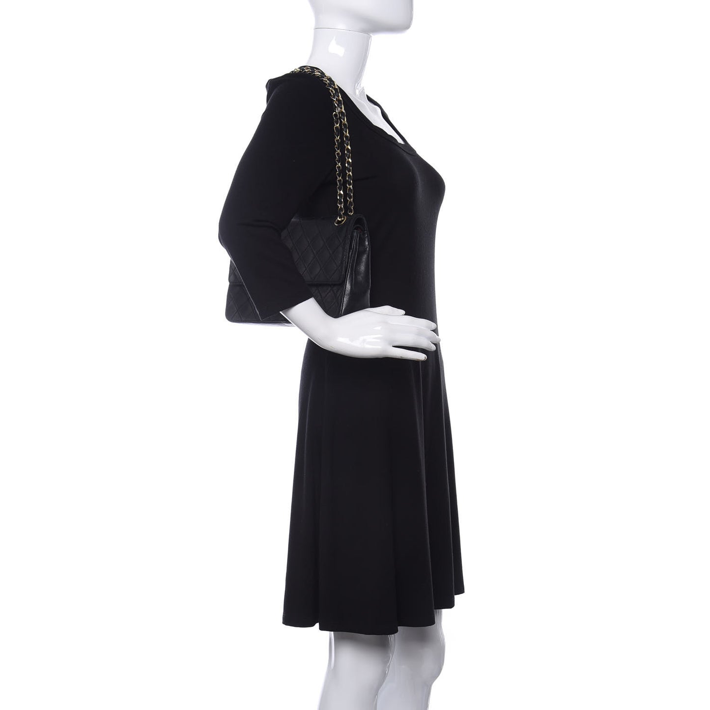 Lambskin Quilted Medium Double Flap Black