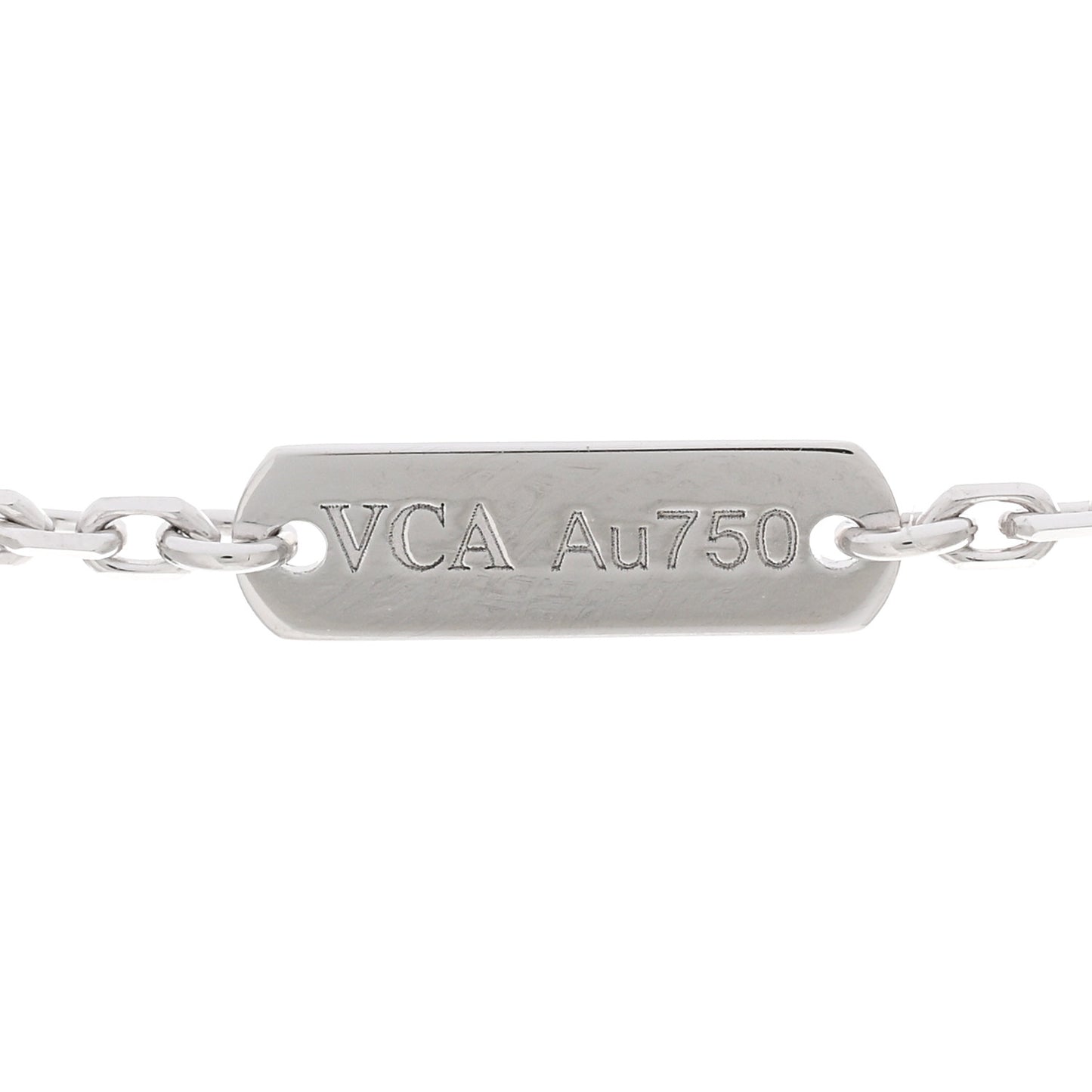 18K White Gold Mother of Pearl Vintage Alhambra Pendant Necklace