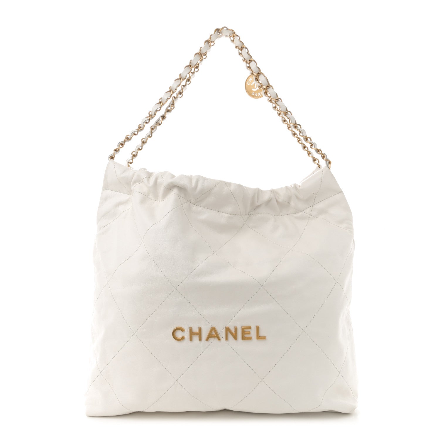 Chanel Shiny Calfskin Quilted Small Chanel 22  White 1 of 13