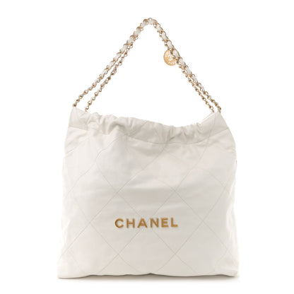Chanel Shiny Calfskin Quilted Small Chanel 22  White 1 of 13