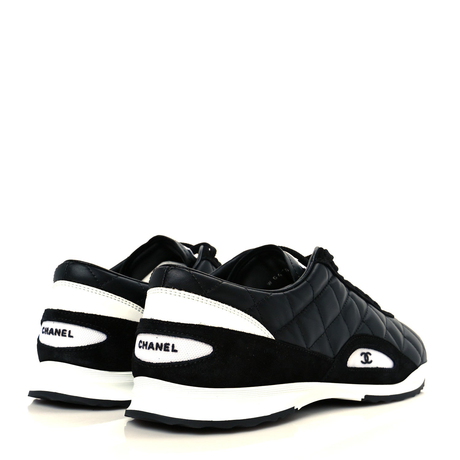 Chanel Calfskin Suede Quilted Womens Sneakers 40.5 Black 5 of 9