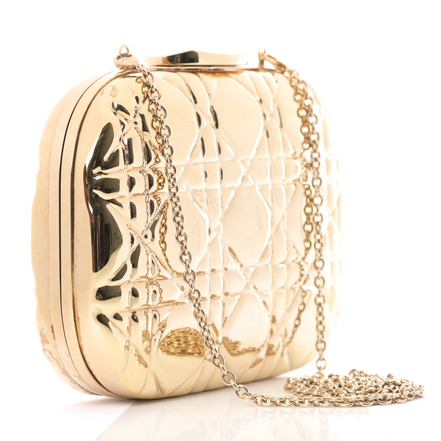 Christian Dior Metal Cannage Clutch Bag Gold 3 of 13
