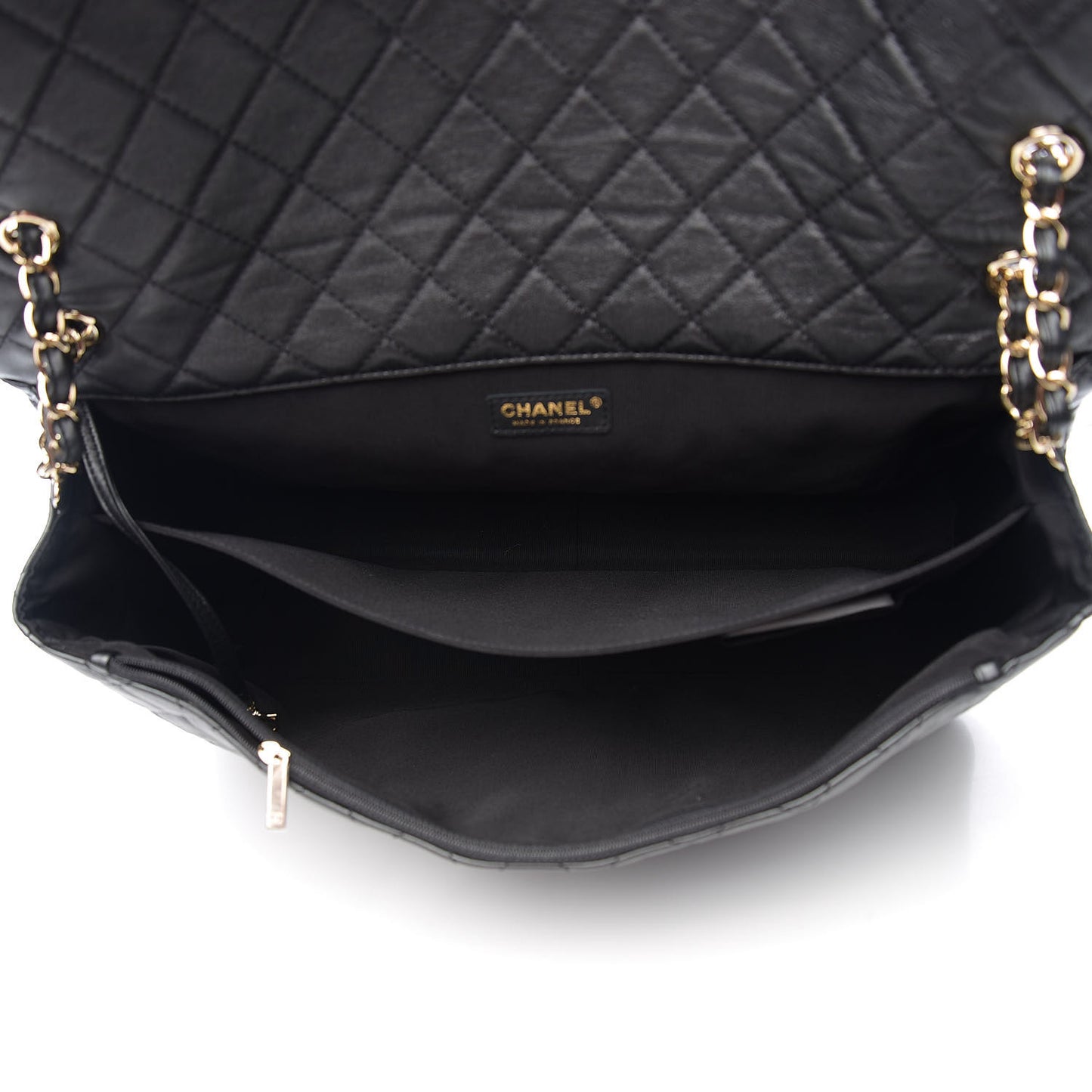 Calfskin Quilted XXL Travel Flap Bag Black