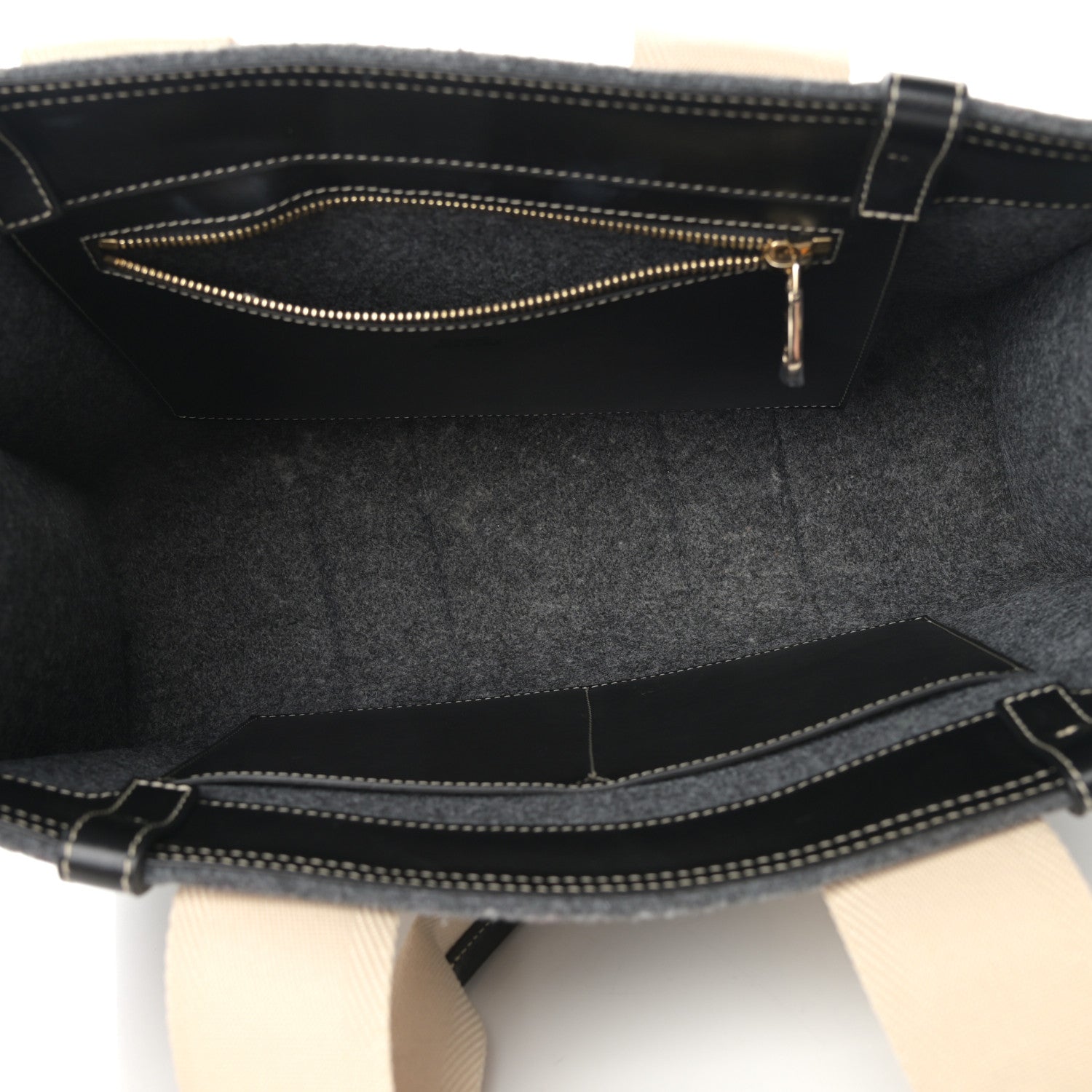 Chloe Felt Shiny Calfskin Medium Woody Ribbon Tote Cashmere Gray 5 of 13