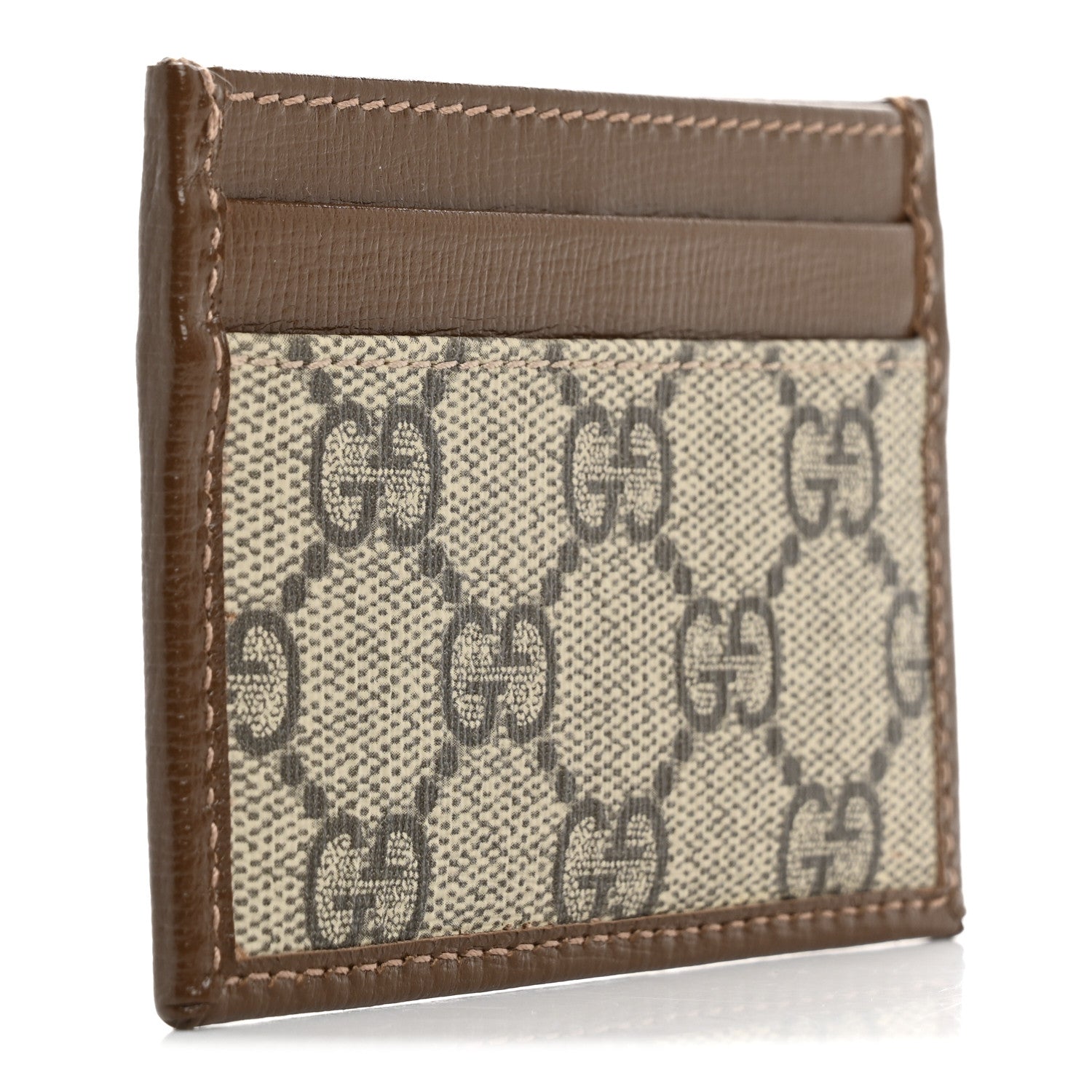 Gucci GG Supreme Monogram Azalea Calfskin Retro Interlocking G Card Holder Beige Ebony Brown Sugar 3 of 7