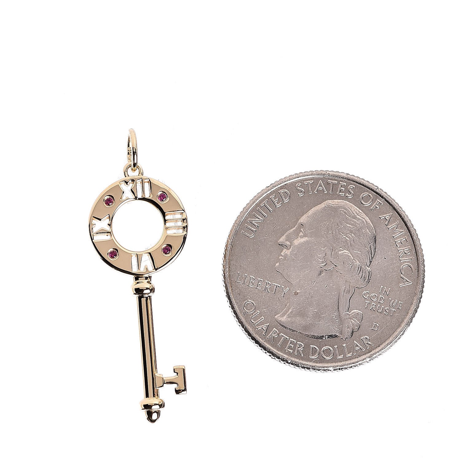 Tiffany 18K Yellow Gold Ruby Atlas Pierced Key Pendant 2 of 5